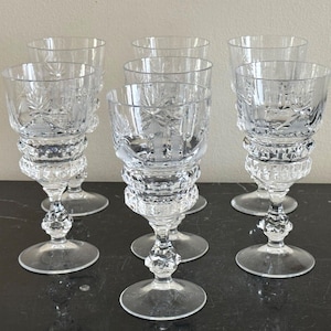 Rogaska Set of 7 Elegant Slovenian 6 1/4" Cut Crystal Glasses