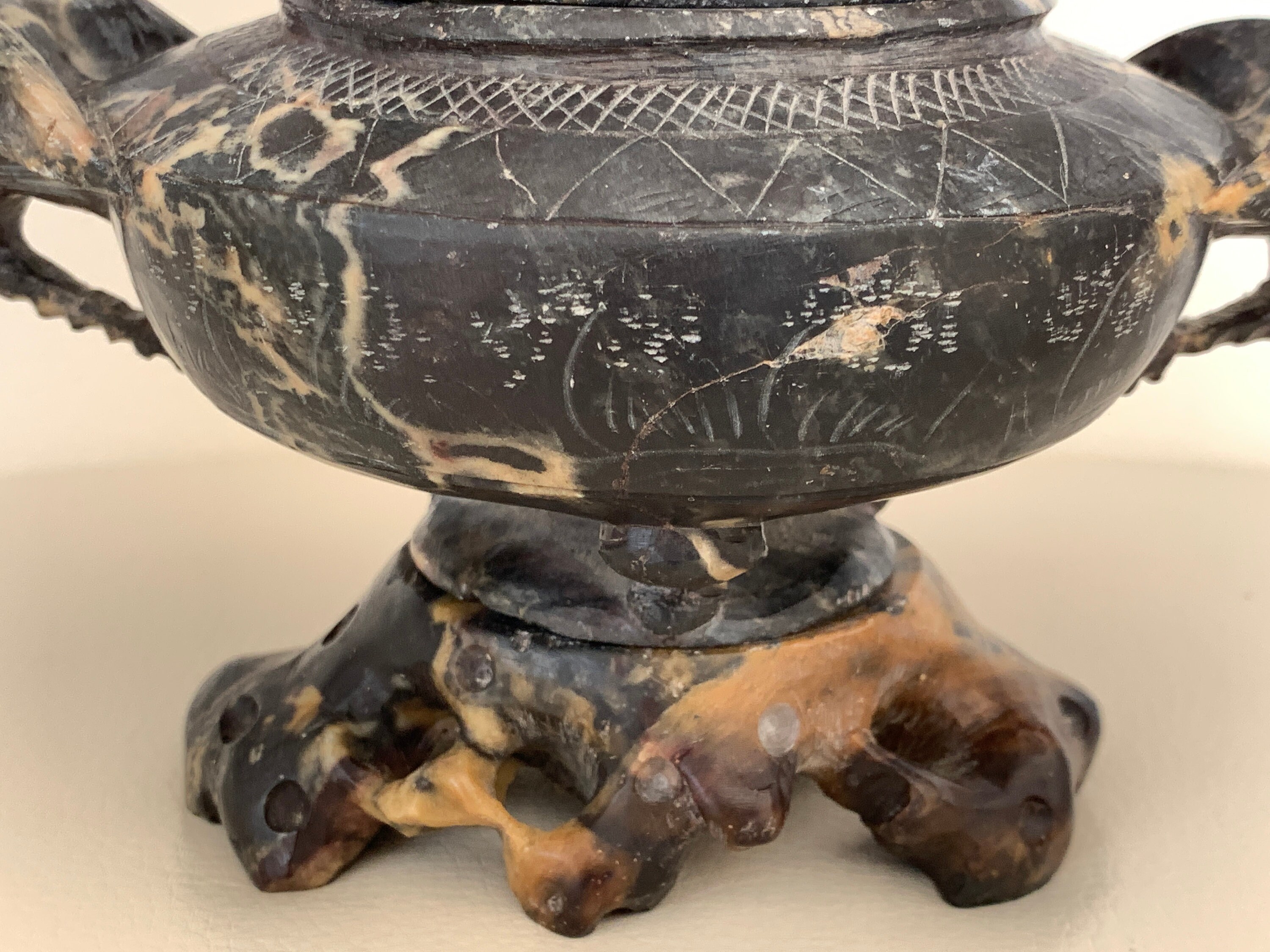 Old Chinese Carved Stone Incense Burner Censer Foo Dog Top and Etsy