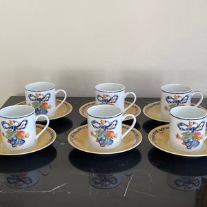 Bernardaud Limoges Borghese Demitasse Espresso Cupas and Saucers Set of 6