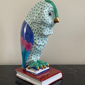 Vintage Herend Porcelain Hungary 8" Tall Owl Figurine Model Number 5104 *