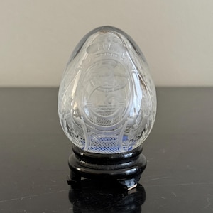 Russian Saint Petersburg Decorative Cut Clear Glass Faberge Egg