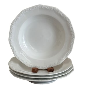 Rosenthal Classic Rose Collection Set of 4 White Rim Soup Bowls
