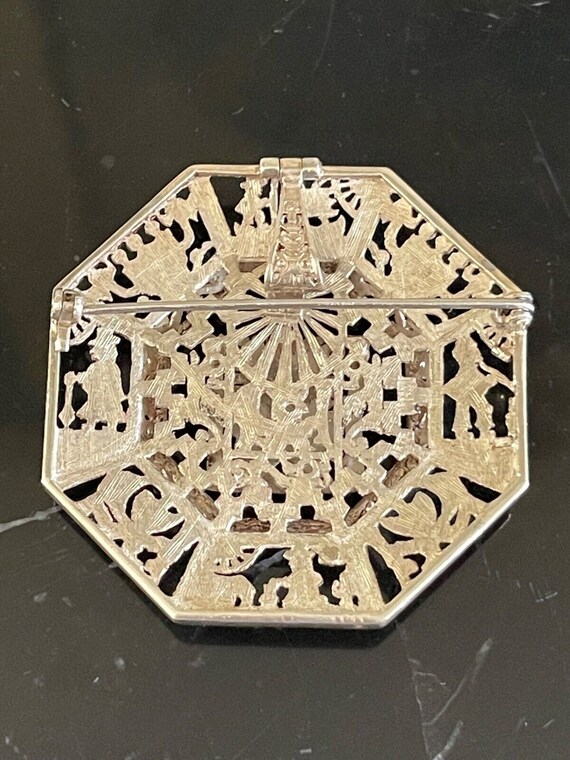 Vintage Sterling Silver .925 Aztec Calendar Pin P… - image 7