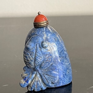 Antique Chinese Nicely Carved Lapis Lazuli Stone Snuff Bottle