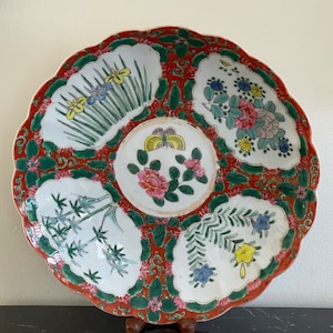 Antique Japanese Mini Period 4-Panel Hand Painted 12" Porcelain Plate