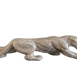 Scultura con statuetta di pantera in ceramica vintage Royal Haeger Pottery da 23 pollici a smalto lungo