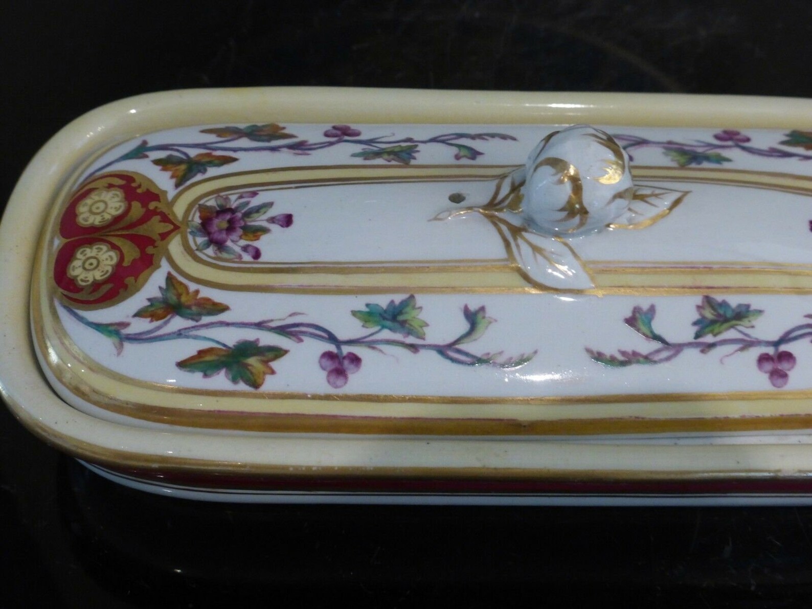 Antique Hand Painted Porcelain Razor Lidded Box - Etsy