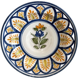 Vintage Spanish 12 3/8" Hand Painted Ceramic Wall Plate Spain