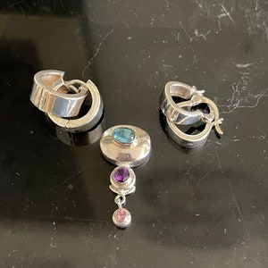 Fashion .925 Sterling Silver Set of 2 Jacket Earrings and One Pendant