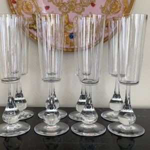 Baccarat Crystal Jose Pattern Fluted Champagne Set of 8 Designed by Boris Tabacoff