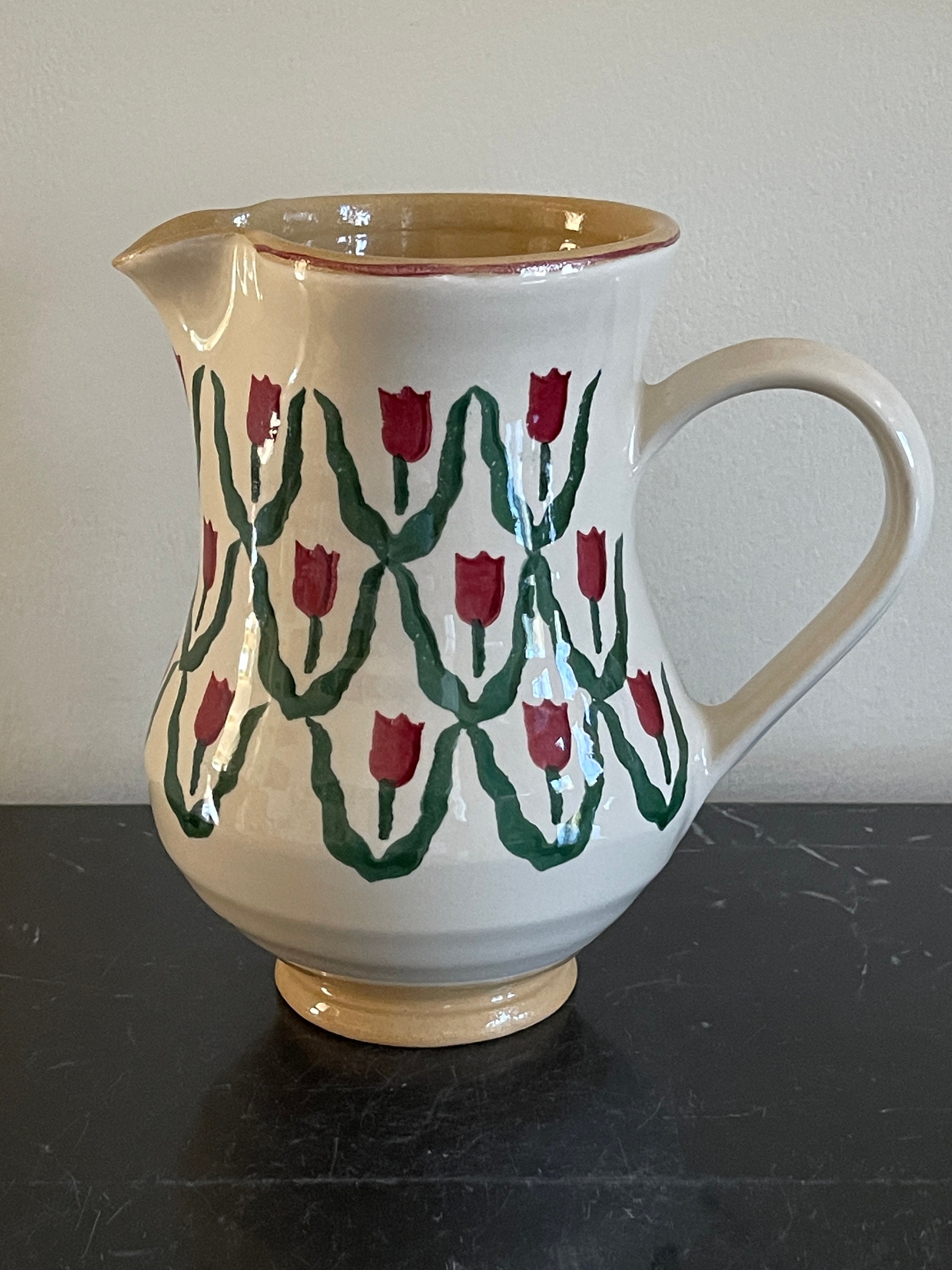Nicholas Mosse Ireland Red Tulip Pottery Pitcher Jug 6.5