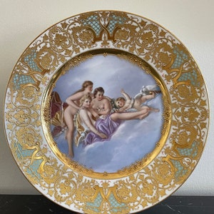 Antique Dresden Royal Vienna Style Porcelain Hand Painted Cabinet Plate