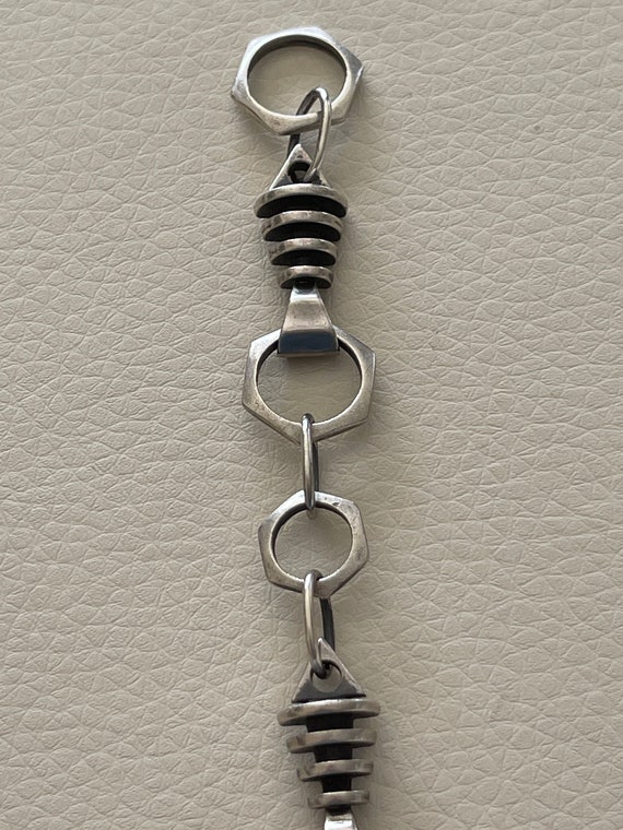 Modern Sterling Silver Fish Bone Toggle Bracelet … - image 3