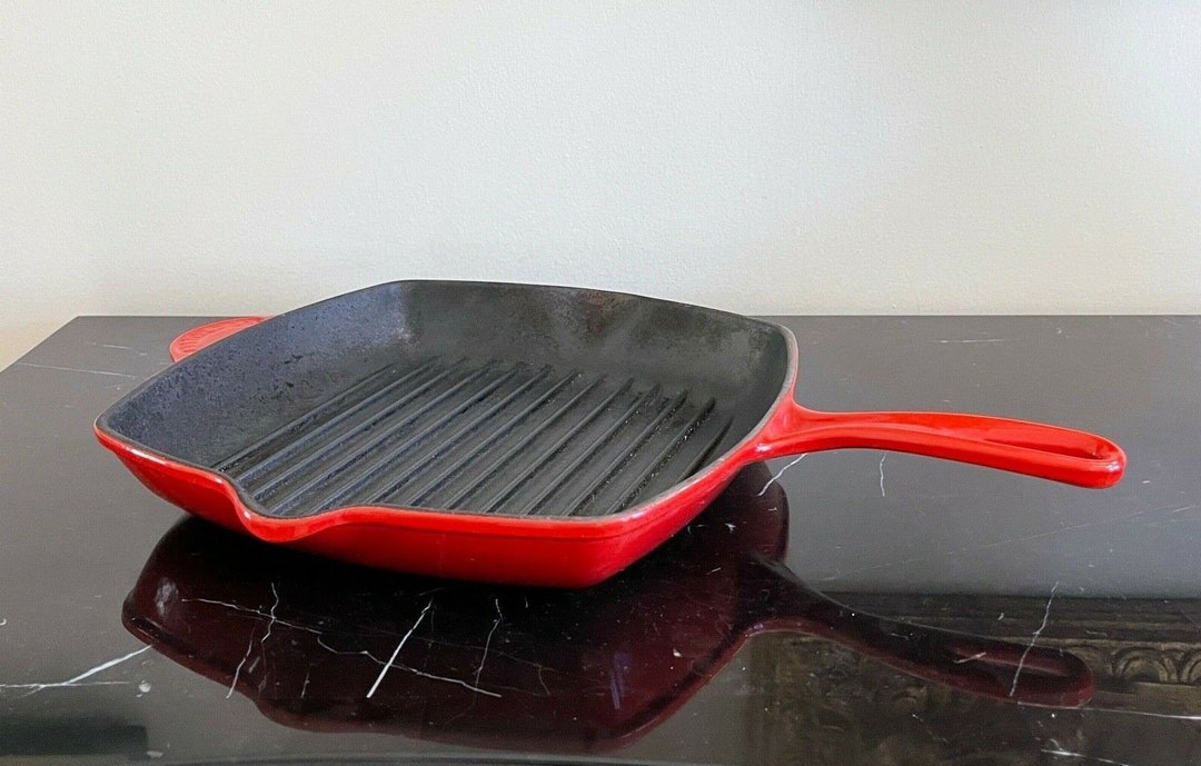 Le Creuset #26 France Yellow Enameled Cast Iron Square Grill Pan Skillet 10