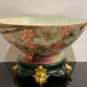 Antique 1914 Limoges Porcelain T&V Edith Dunn Hand Painted Centerpiece Bowl