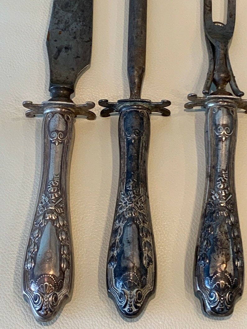 Antique Sterling Silver Carving Set Etsy