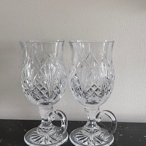 JOYMENTHERE Irish Coffee Mugs, Glass Footed Espresso Cups with Handles,  Clear Goblet Mugs Glasses fo…See more JOYMENTHERE Irish Coffee Mugs, Glass
