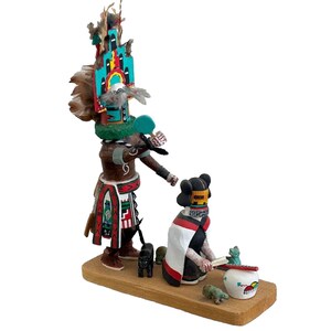 Native American Carved Wood and Stone Hopi Polacca Arizona Kachina By M. Talas