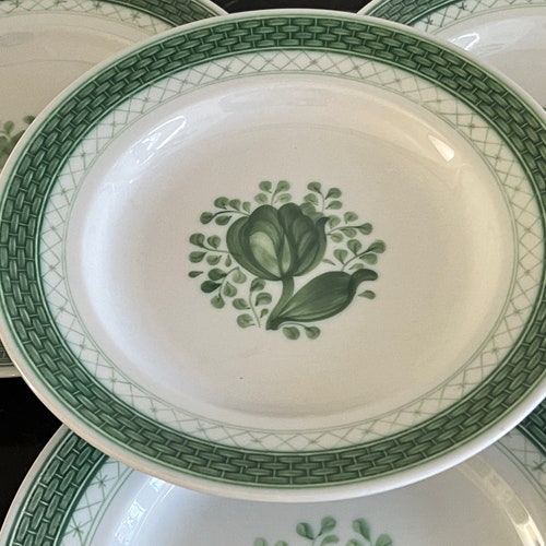 Royal Copenhagen Tranquebar Green shops Salad Plates Set of 4