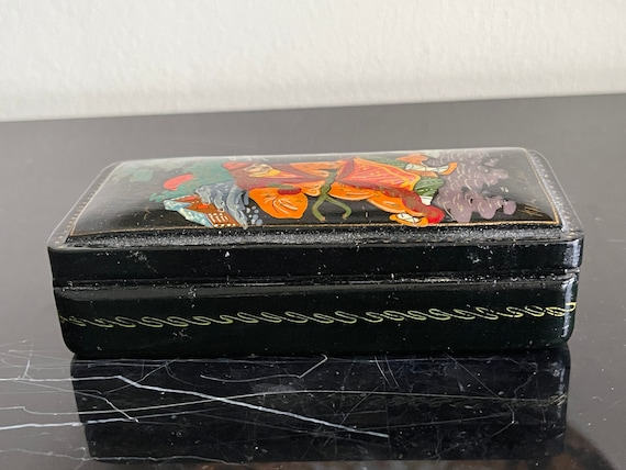 Russian Signed Rectangular Lacquer Box - image 5