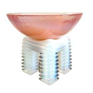 Pink Opalescent Murano Glass Bowl Sculpture
