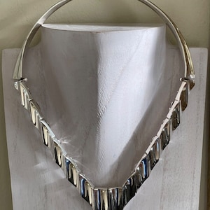 Los Ballesteros Taxco Mexico Sterling Silver Modernist Choker Necklace