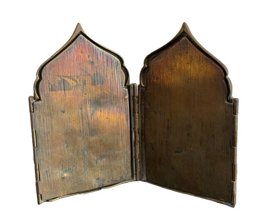 Antique 19th Century Russian Orthodox 4-panel Brass Folding