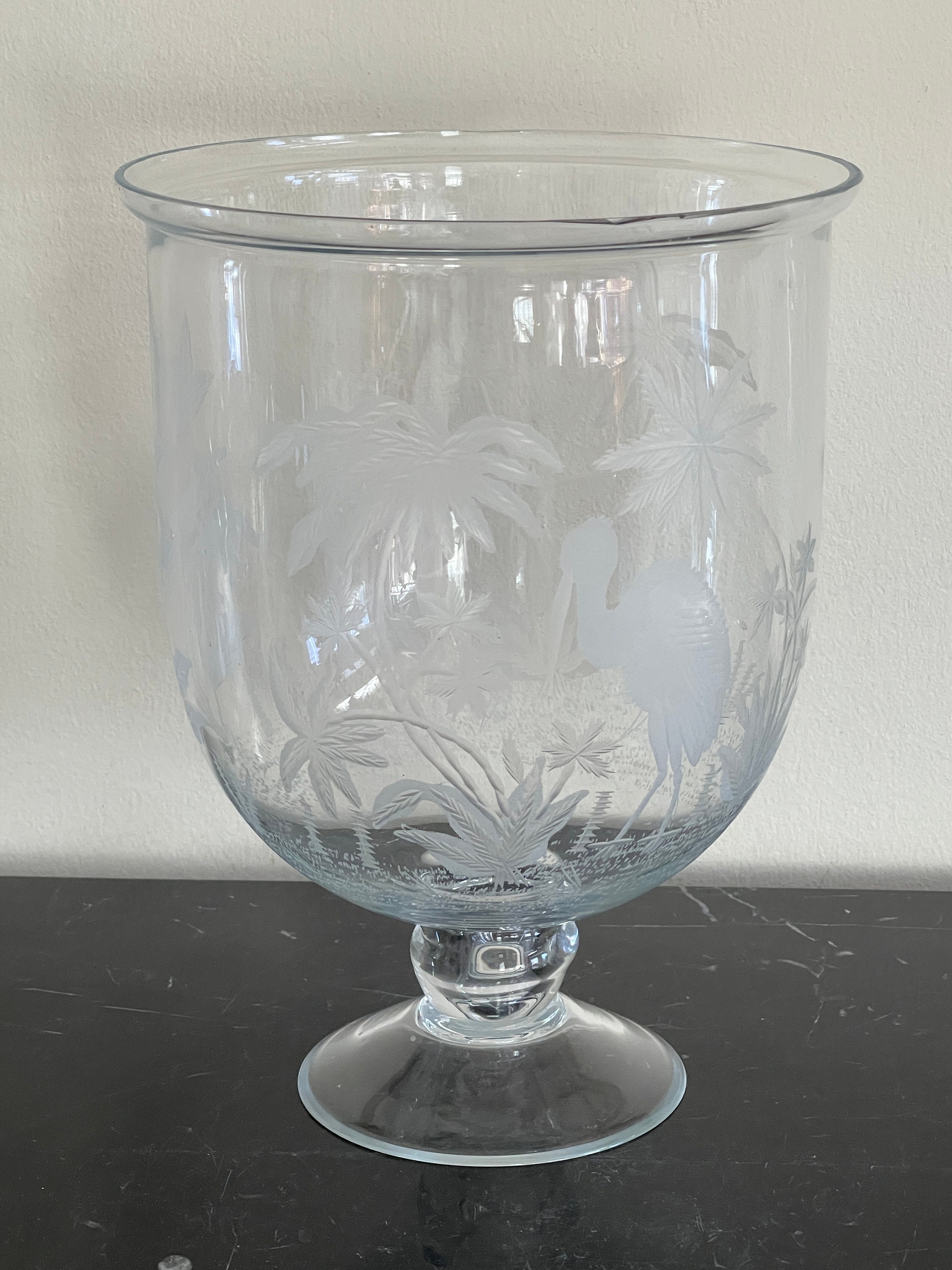 Engraved Crystal Footed Bowl