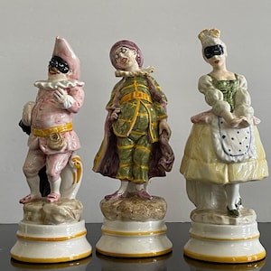 Antique Italian Commedia dell'Arte Porcelain Figurines