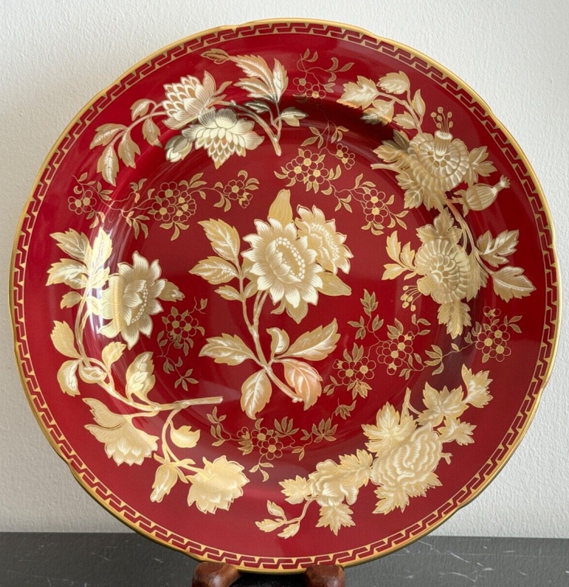 Ruby Plate Vintage Wedgwood Ruby Tonquin Gold and Red Colors 11