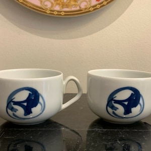Bing and Grondahl B&G Royal Copenhagen 2 Blue Koppel Cups, Denmark