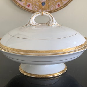 Antique Royal Worcester Porcelain 1920's Footed Round Vegetable Bowl