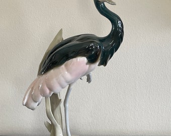 Royal Dux Porcelain Crowned Crane Figurine