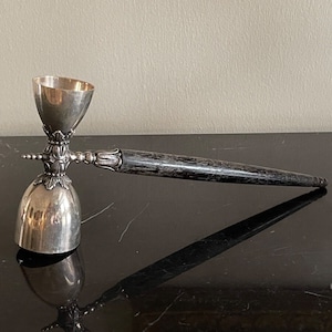 Vintage Large Sterling Silver Hallmarked Double Jigger with Wood Handle