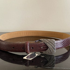 Judith Jack Genuine Leather Belt with Sterling Silver and Marcasite Buckle *