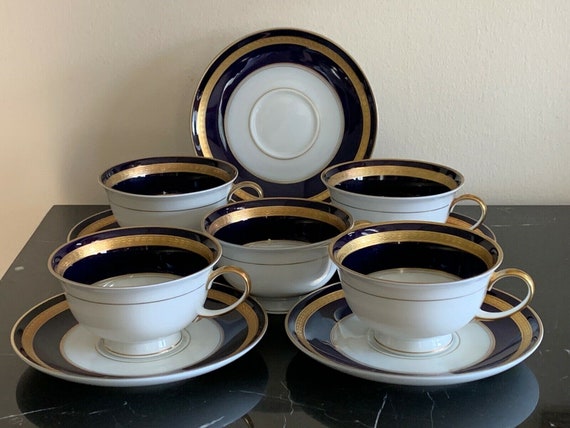 Rosenthal Germany Eminence Cobalt Blue and Gold Cup and Saucers