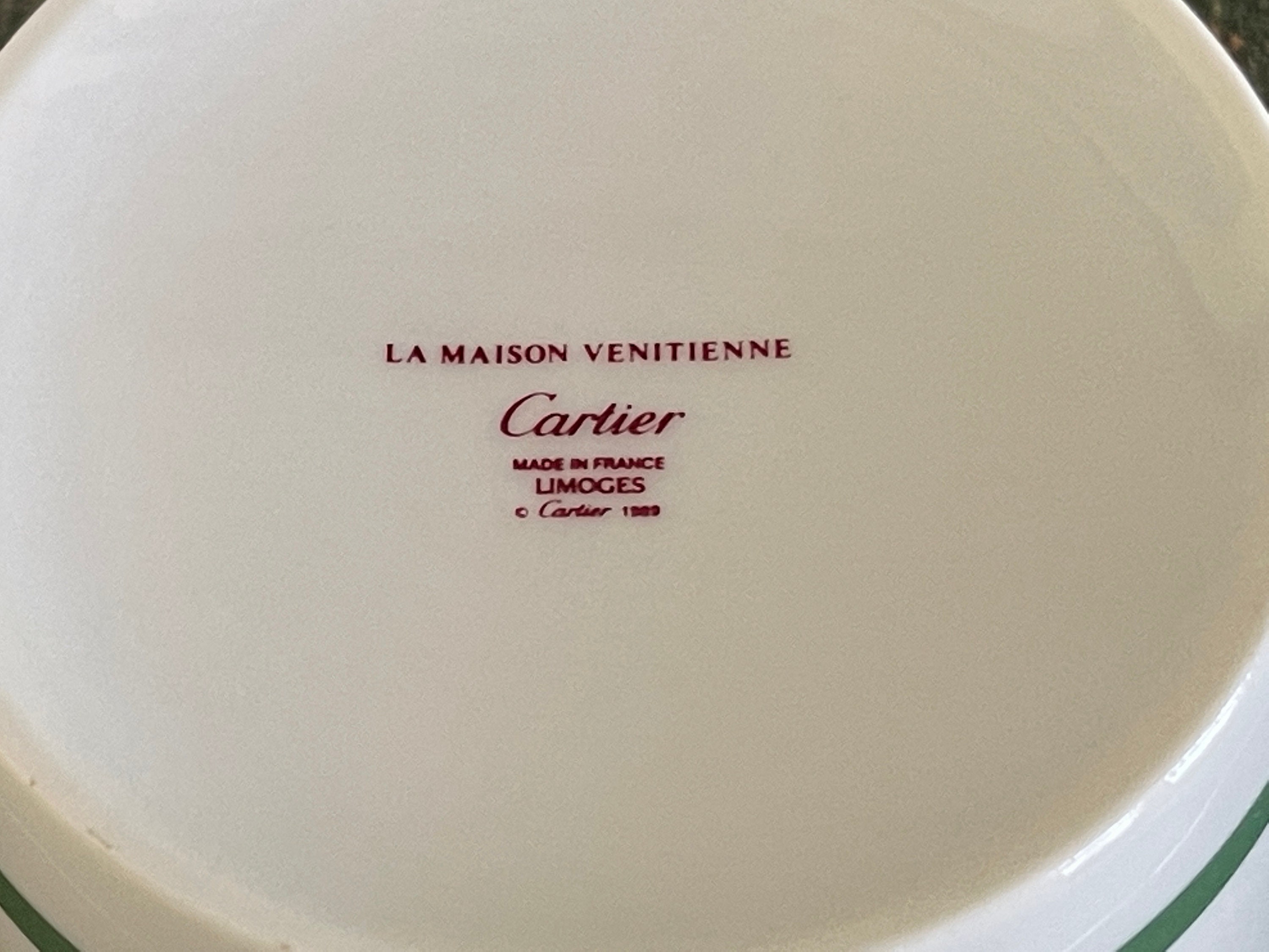 Cartier La Maison Venitienne Limoges Porcelain Jade Pattern 3 Cups