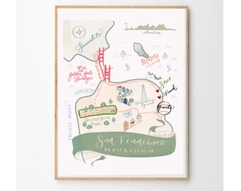 Runner Gift San Francisco Marathon Print SF Marathon Map 2020 or 2019 San Fran California Personalized Poster Running Gifts
