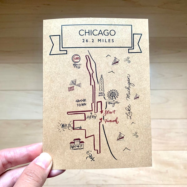 Chicago marathon inspired card, Chicago 26.2, 2023 Chicago 26.2 card, marathon gift, marathon runner, marathon finisher, marathon Chicago