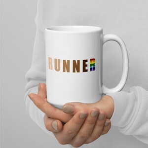 Taza de café con diseño de corredor arcoíris, taza para corredor, taza de té para corredor
