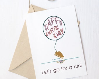 Happy Birthday runner card, birthday run, runner birthday, marathon birthday card