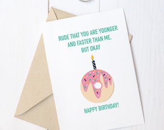 Funny Donut Birthday Card for Runner