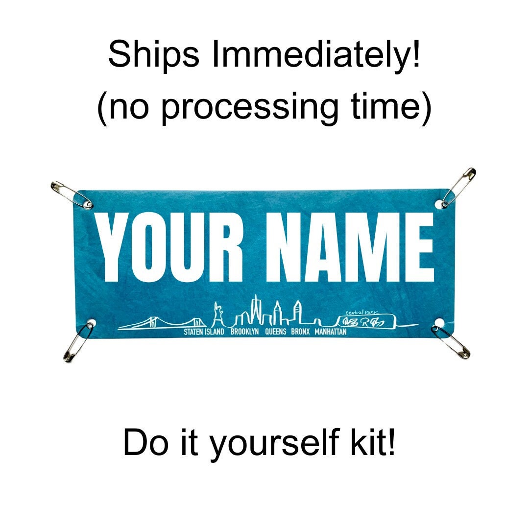 New York 26.2 Yell my name race bib topper kit! NYC Marathon Name Tag Kit, Marathon Bib Name