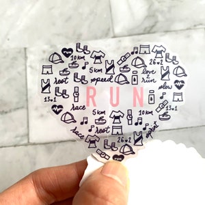 Run sticker, sticker for runner, water bottle sticker, runner sticker, running sticker, run decal, run heart sticker, run planner sticker
