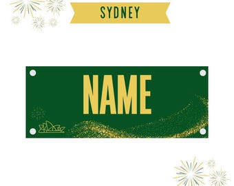 Sydney Marathon Name Bib Kit: Green & Gold, Waterproof, Reversible