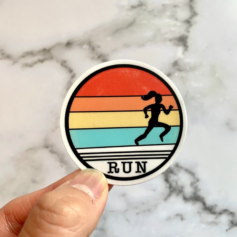 Retro Run Girl Sticker, Sticker for Runner, Run Bullet Journal Sticker ...