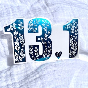 13.1 half marathon sticker, half marathon runner sticker, 13.1 decal, blue foil half marathon, half marathon runner
