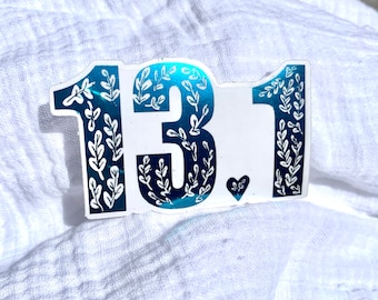 13.1 Half Marathon Sticker: Blue Foil Runner Decal