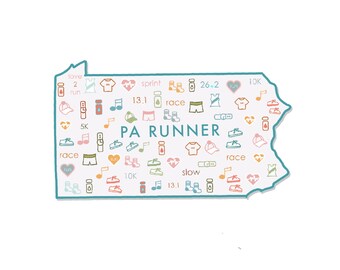 Pennsylvania runner, Run sticker, philly marathon, water bottle sticker, track and field, running sticker, runner sticker Pennsylvania