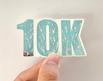 10k sticker, 10k  runner sticker, 10k decal, blue foil 10 km runner,  runner sticker